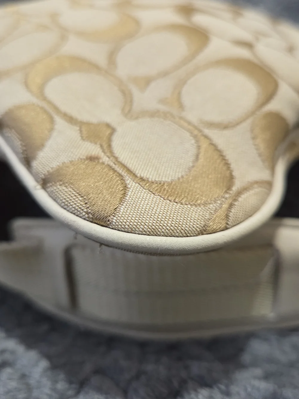 Coach Cream and Beige Cricket Signature Crossbody with Gold Turnlock